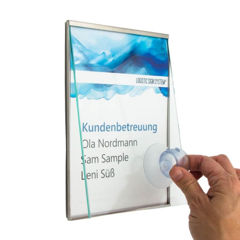 Tuerschild Vitrum G aus Glas und Edelstahl DIN A5